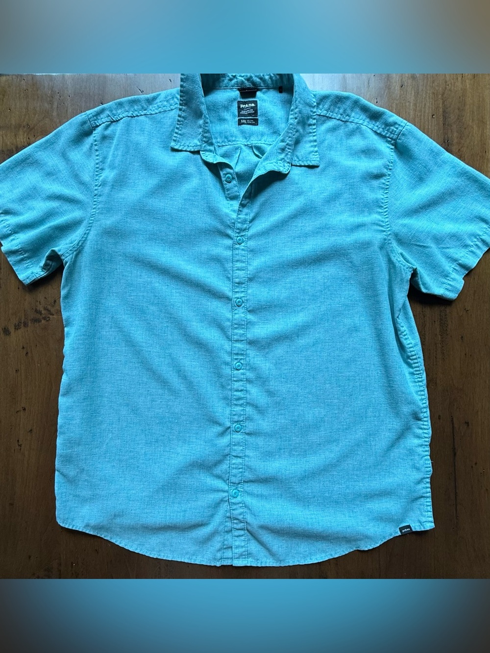 Prana Men’s Outdoor Lightweight Beach 
Turquoise Short-Sleeve Button-Down Shirt